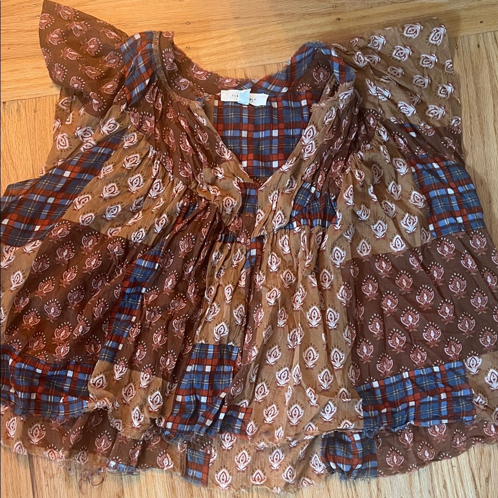 Cleo + Wolf boho Patchwork Blouse